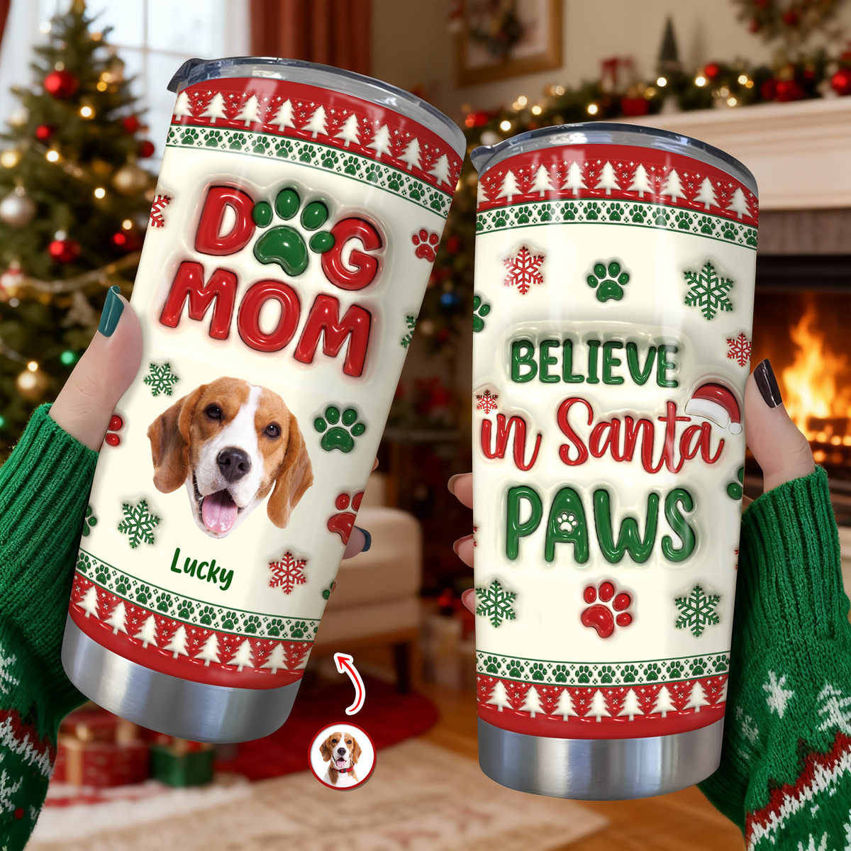 Dog Mom Christmas – Personalized 3D Inflated Effect Tumbler  Gifts For Dog Lovers CH07 896890