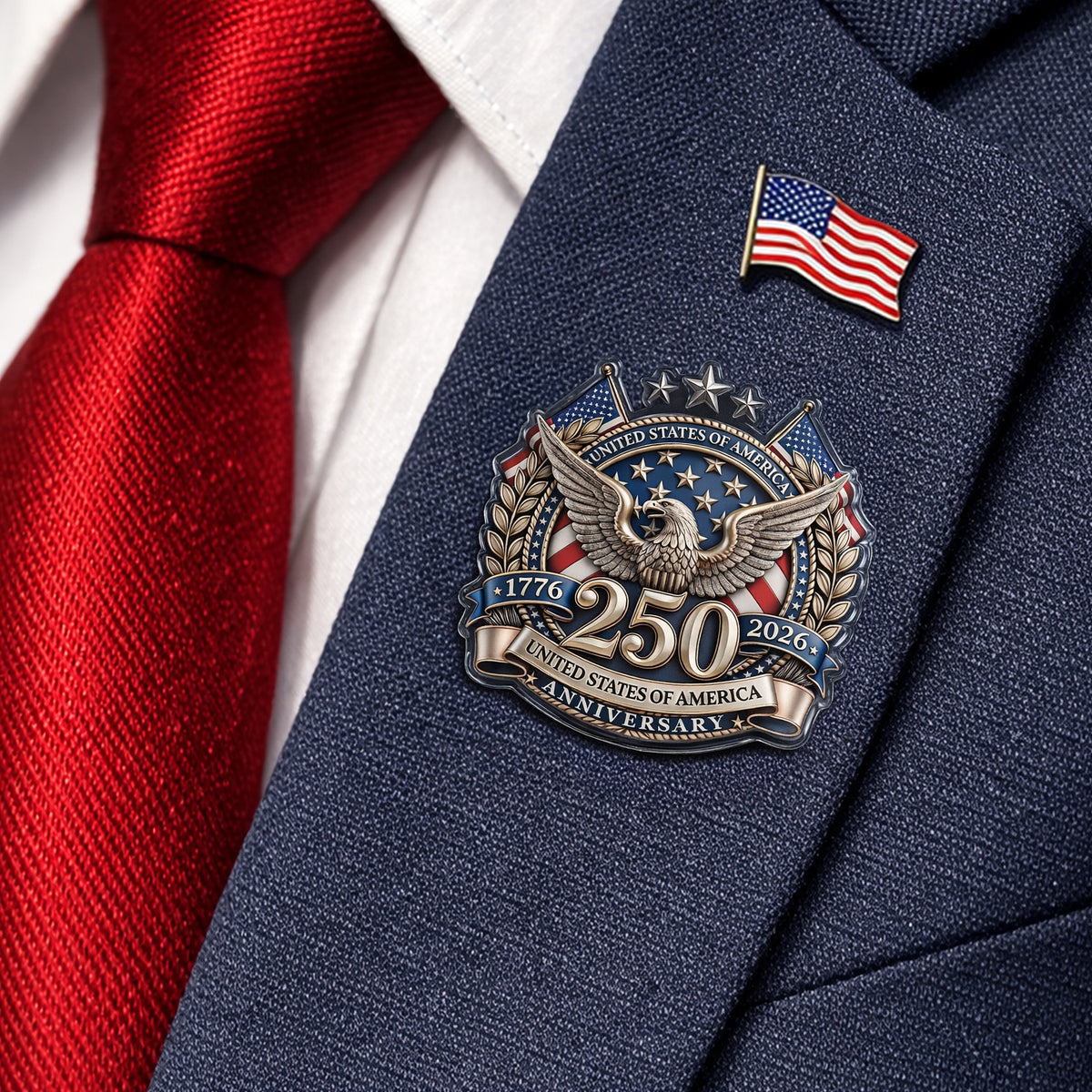 USA 250th Anniversary, 1776-2026 America Emblem Semiquincentennial Acrylic Pin HA75 920944