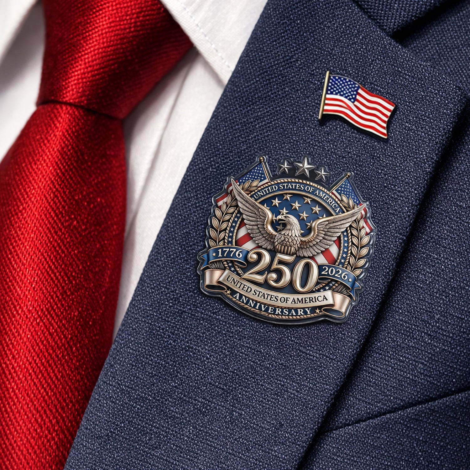USA 250th Anniversary, 1776-2026 America Emblem Semiquincentennial Acrylic Pin HA75 920944