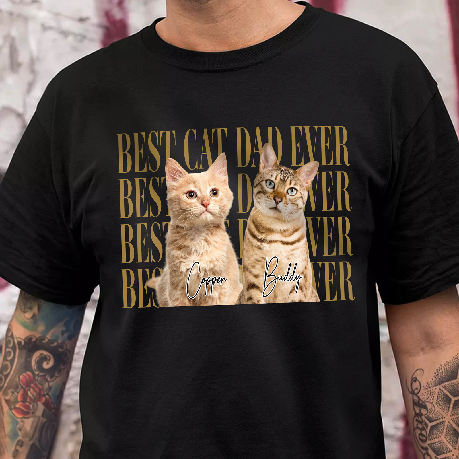 Custom Vintage Photo Best Dog Dad Ever, Best Cat Dad Ever Dark Shirt CH07 911536