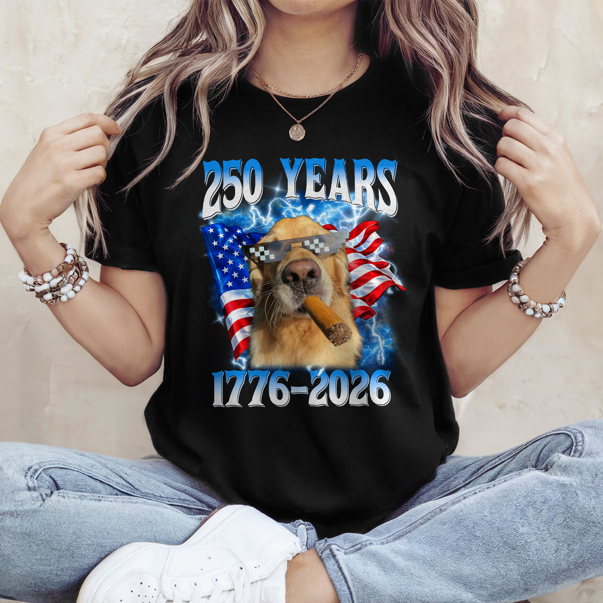 Custom Dog Cat Photo American Eagle Flag 250th America Anniversary Dark Shirt LM32 899083