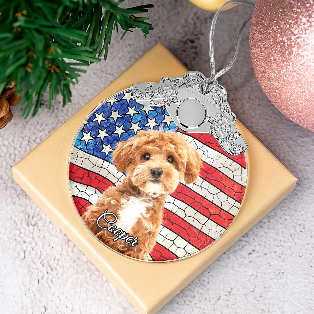 Custom Photo Metal Top Glass Ornament Gift For Pet Lovers LM32 897375
