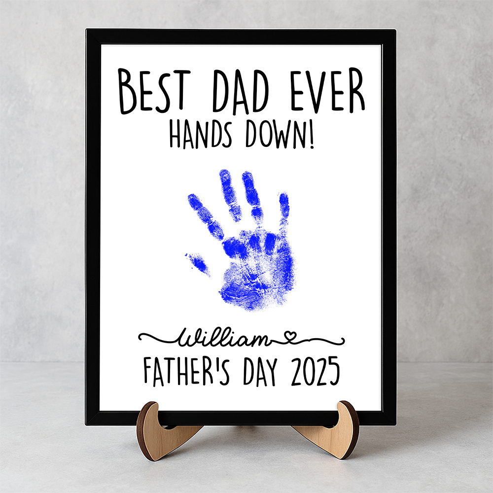 Personalized DIY Handprint Sign - Best Dad Ever Sign Wooden Plaque With Stand TH10 892983