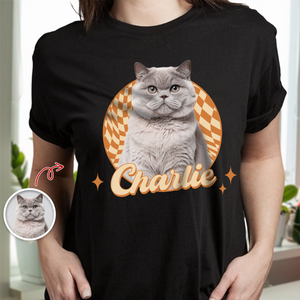 Custom Cute Cat Photo Retro Dark Shirt For Cat Lovers LM32 895743
