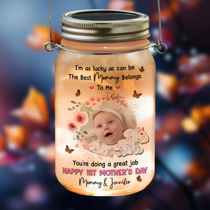 Custom Photo Happy 1st Mother's Day Mason Jar Light Gift For Mom CH07 895376