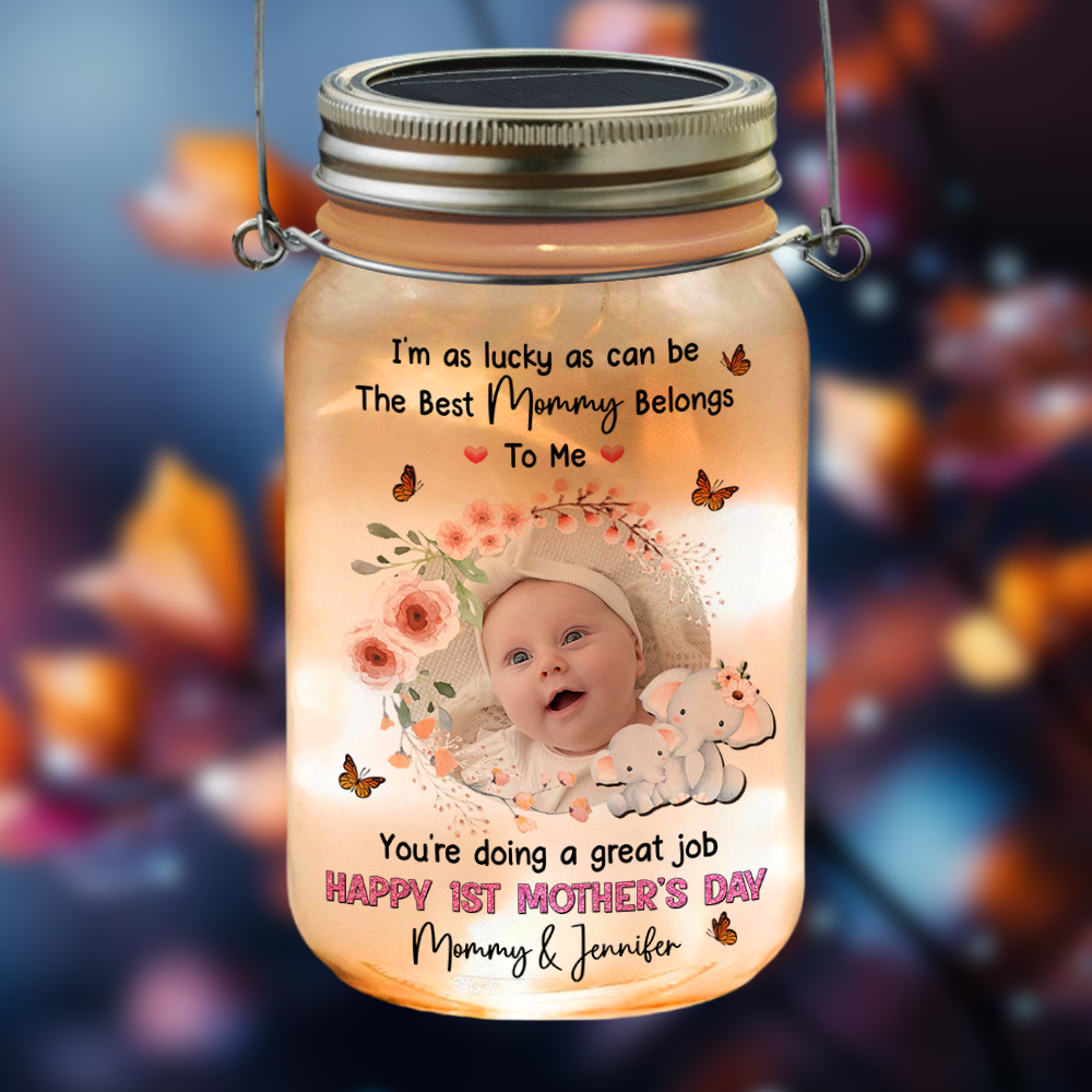 Custom Photo Happy 1st Mother's Day Mason Jar Light Gift For Mom CH07 895376