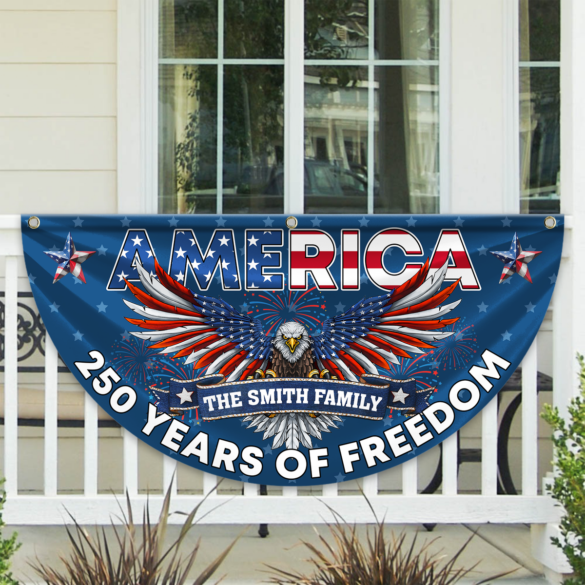 Custom Family Name 250 Years of Freedom America Non-Pleated Fan Flag CH07 910570