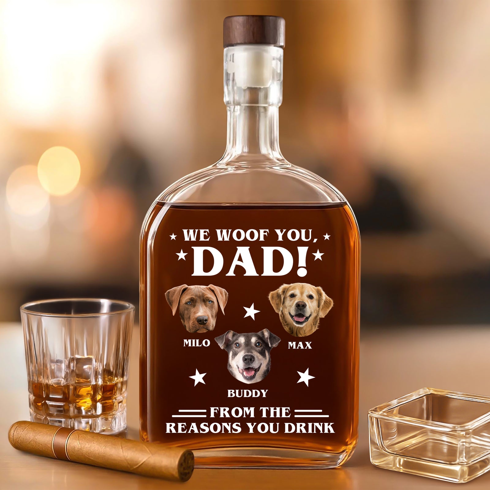 Custom Photo We Woof You - Dog Personalized Custom Whiskey Bottle - Father's Day, Gift For Dad, Pet Owners, Pet Lovers HO82 894074