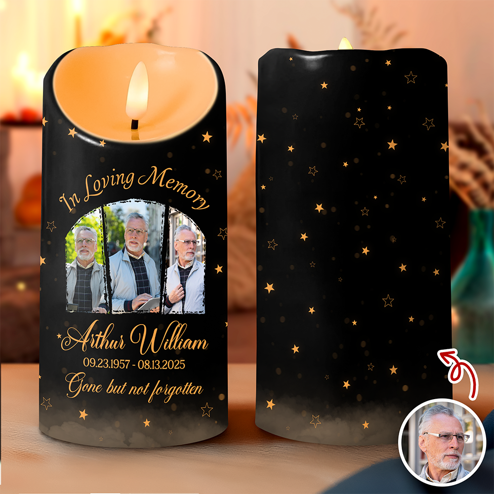Custom Memorial Photo In Loving Memory Gone but Never Forgotten Led Candle CH07 896248