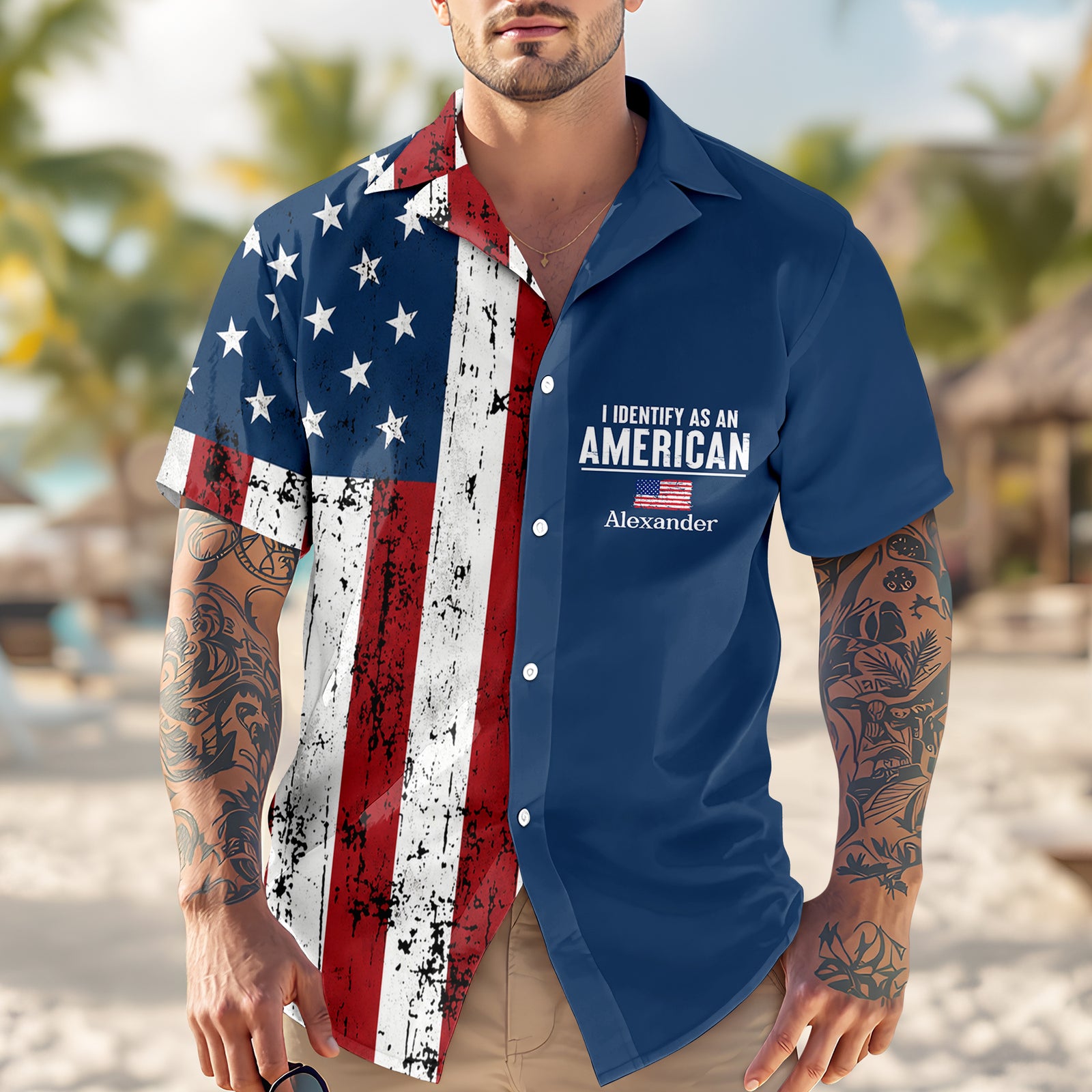 Personalized I Identify As An American With Patriotic USA Flag Hawaiian Shirt LM32 669229