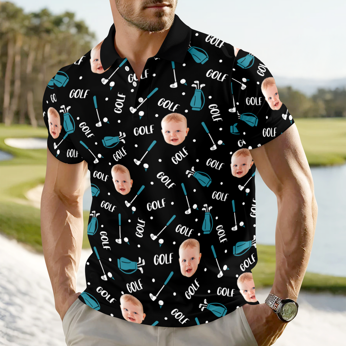 Custom Face Photo Golf Polo Shirt Gift For Golf Lover HO82 900812