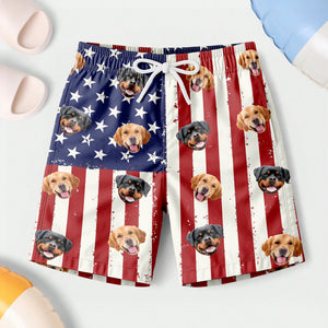 Custom Dog Photo With Us Flag Beach Short For Kid TH10 894103