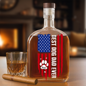 Personalized Gift To Best Dog Dad Ever Paw American Flag Whiskey Bottle LM32 893595