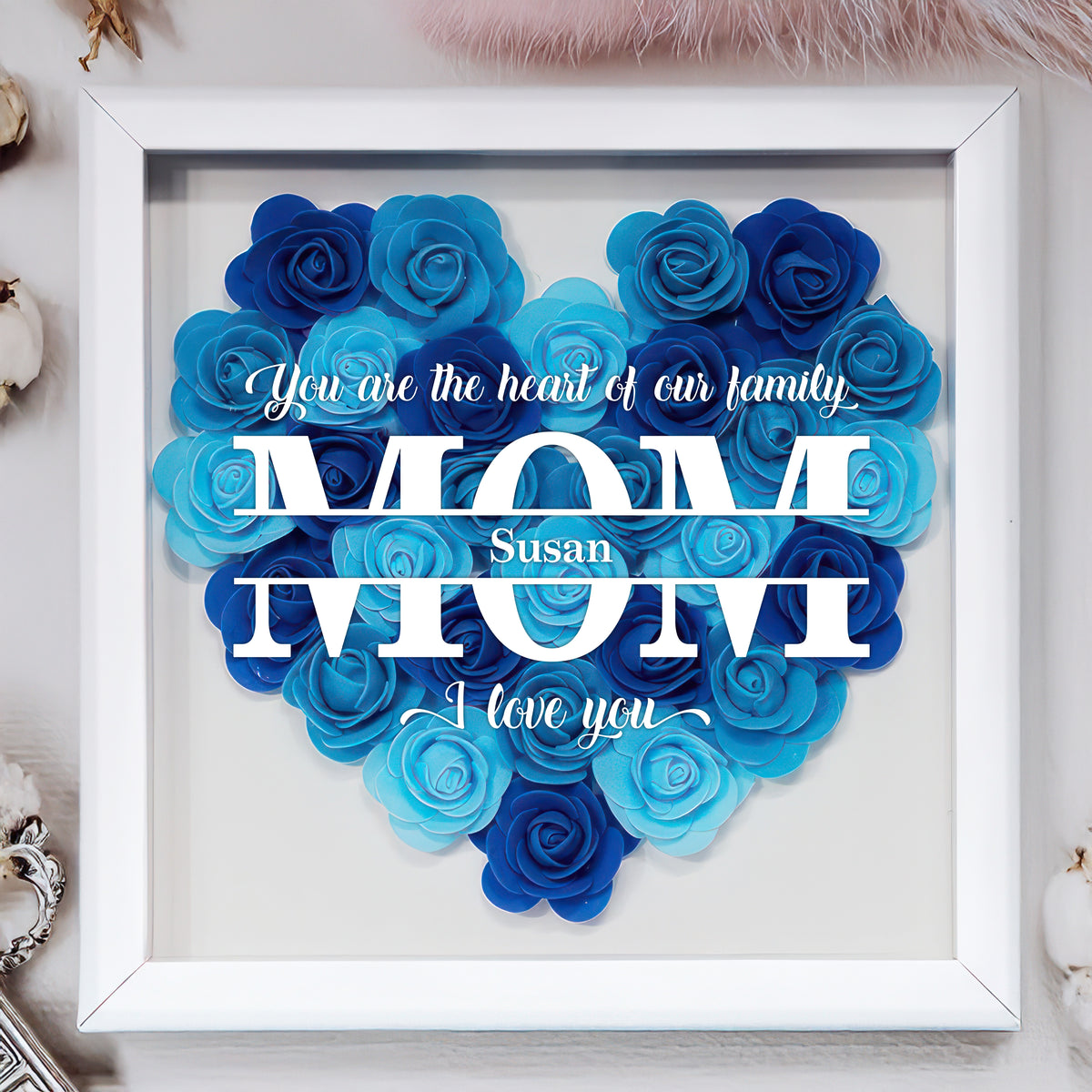 You Are The Heart Of Our Family Personalized Flower Shadow Box Mother's Day Gift HA75 892040