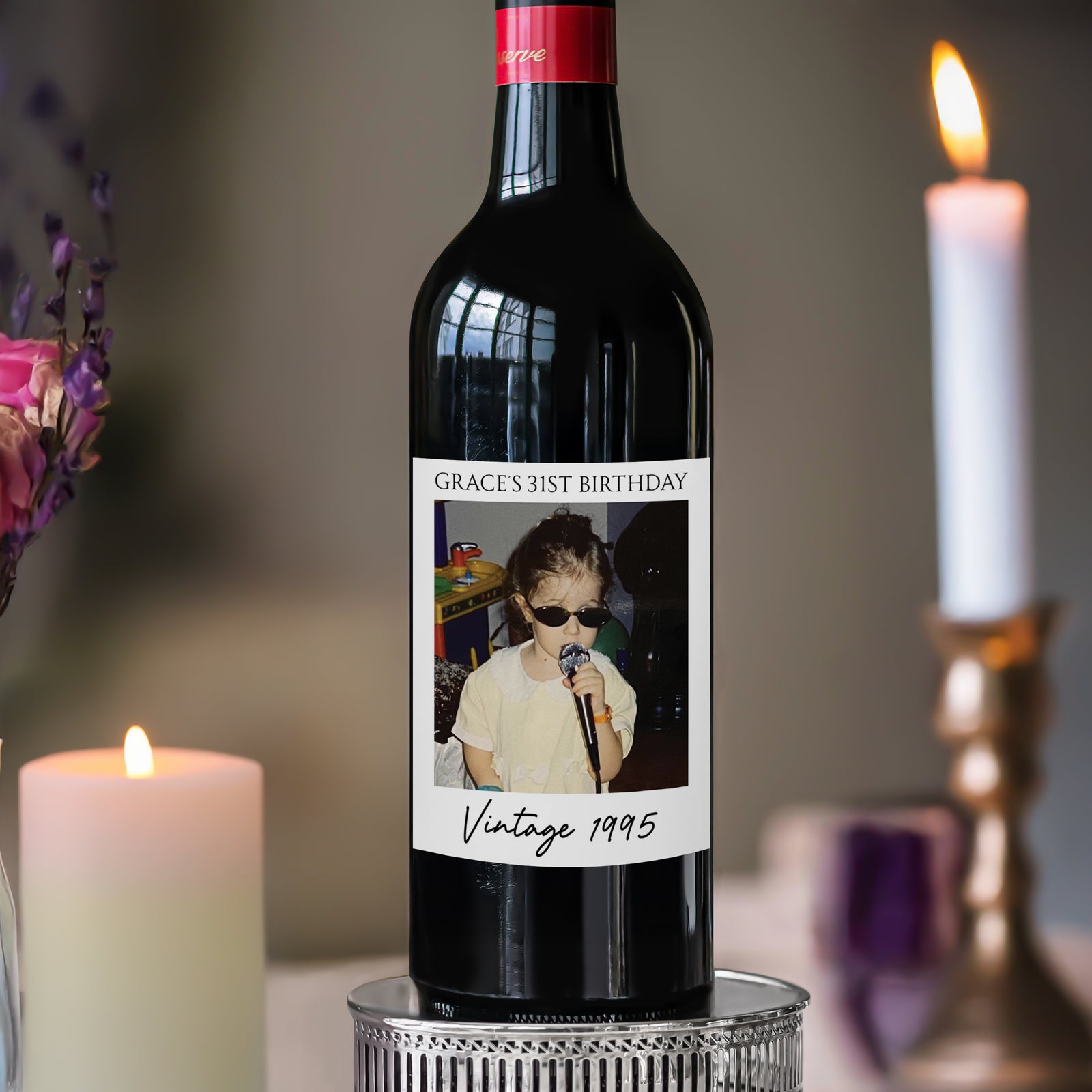 Custom Photo Vintage Year Wine Label For Birthday Party Decor Gift LM32 899929