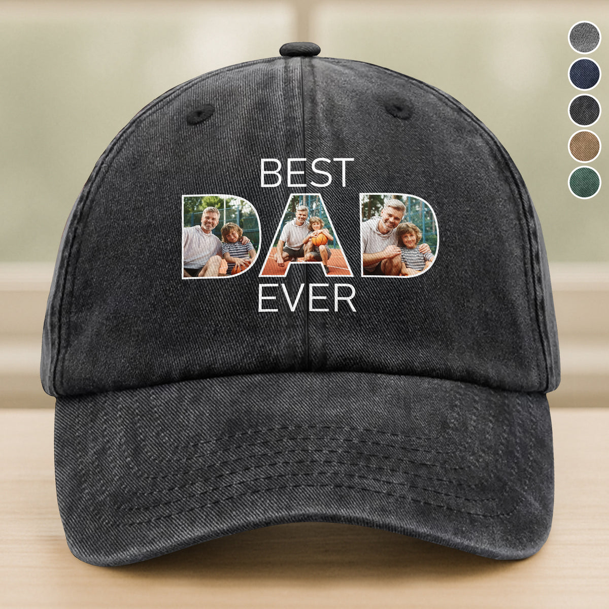 Custom Photo Best Dad Ever Washed Baseball Denim Cap TH10 894423