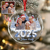 Custom Photo 3D Effect Family Toile De Jouy Christmas Trees For Family Glass Ornament LM32 895063