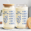 God Says I Am Name Letter In Bible Toile De Jouy Style - Personalized Glass Can With Lid CH07 896954