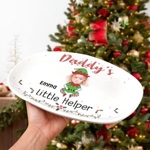 Custom Photo Grandma Little Helpers - Personalized Platter Christmas Gift For Mom And Grandma CH07 896312