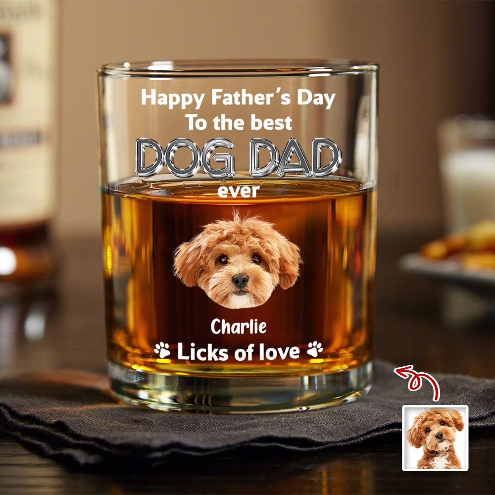 Custom Photo Happy Father's Day To The Best Dog Dad Ever Rock Glass HA75 921388