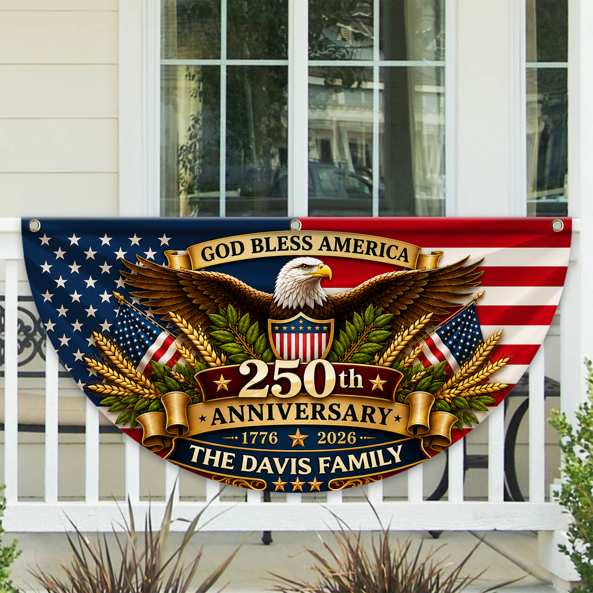 God Bless America Custom Family Name USA 250th Anniversary Fan Flag CH07 911850