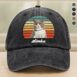 Custom Photo Cat Vintage Retro Washed Denim Baseball Cap HA75 897232