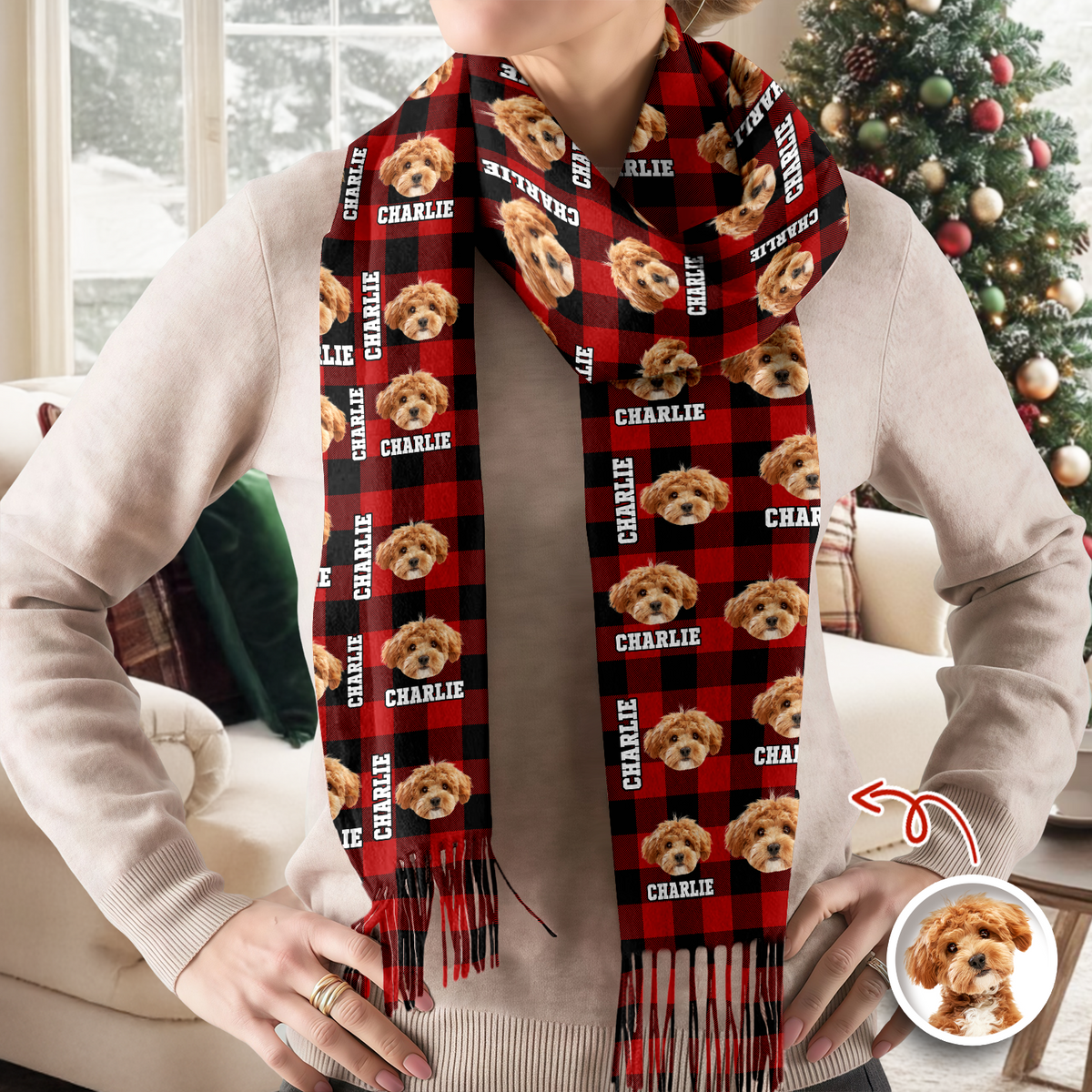 Custom Photo Name Dog Cat Men And Women's Wool Scarf Christmas Gift For Pet Lovers LM32 897477