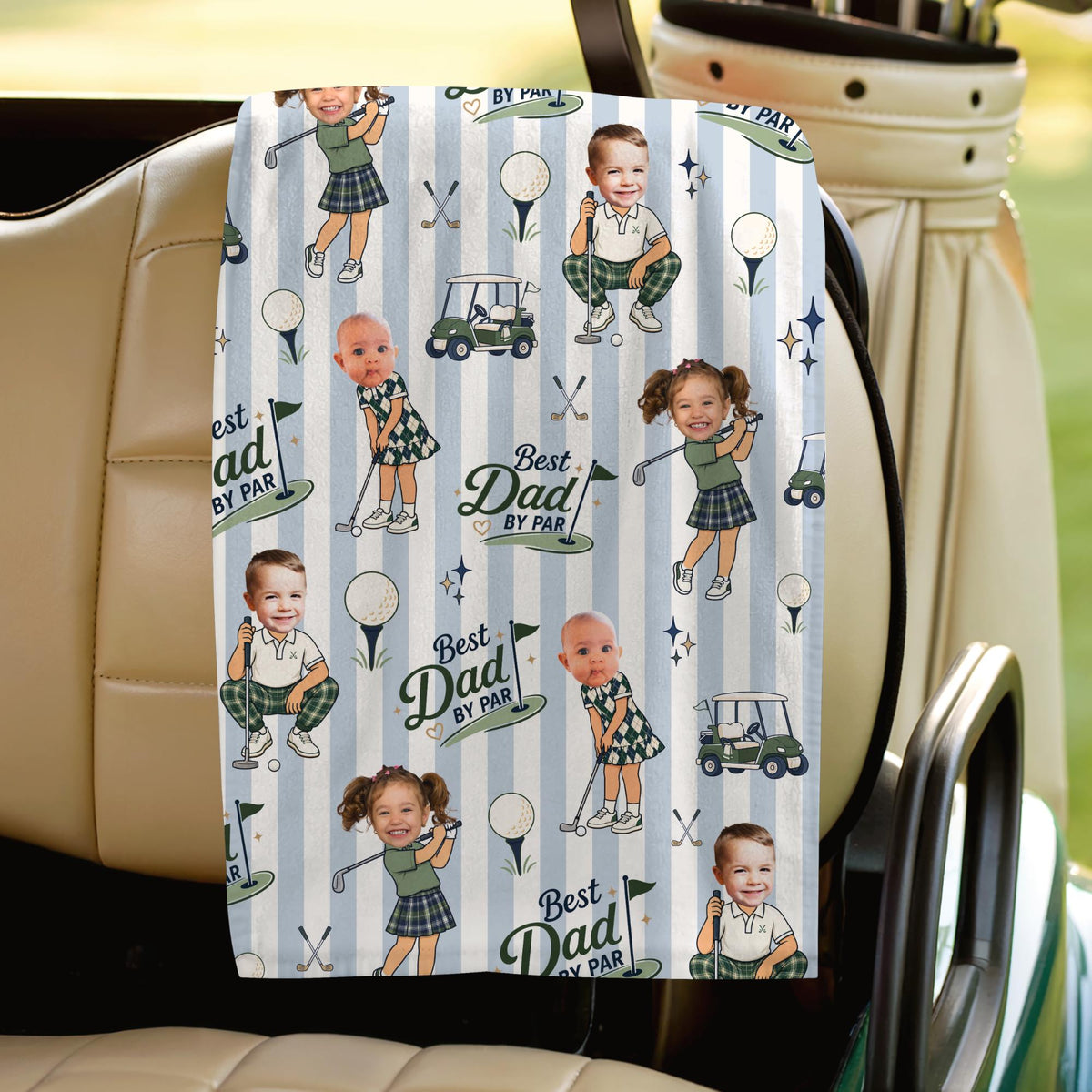 Custom Funny Face Best Dad By Par Golf Towel Father's Day Golfing Keepsake CH07 911474