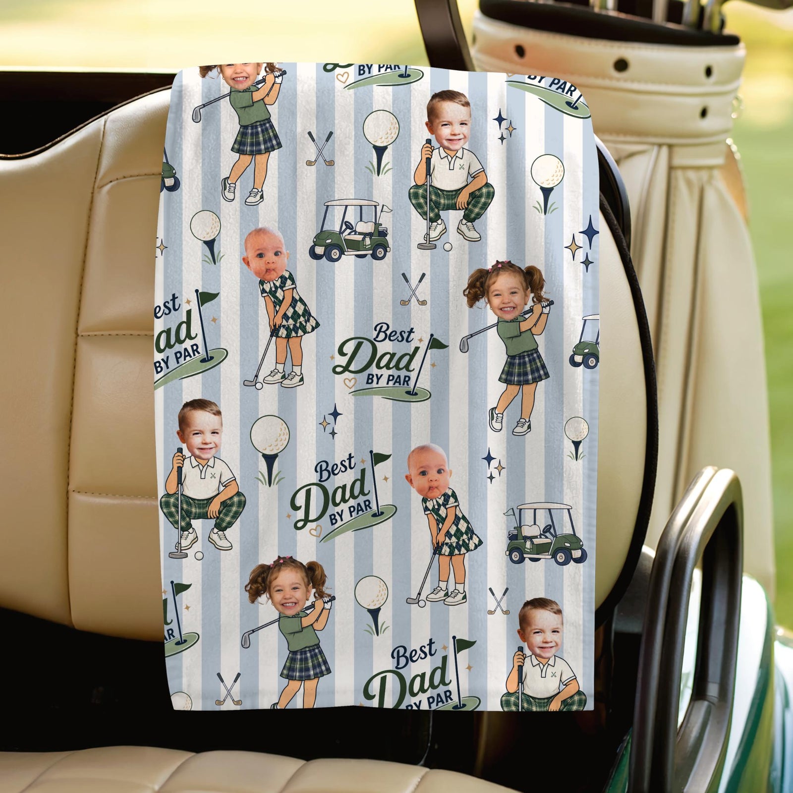 Custom Funny Face Best Dad By Par Golf Towel Father's Day Golfing Keepsake CH07 911474