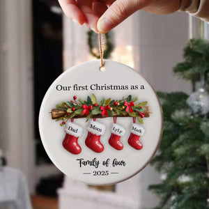 Personalized Our First Christmas As A Family 3D Effect Ceramic Ornament Gift For Family LM32 895721