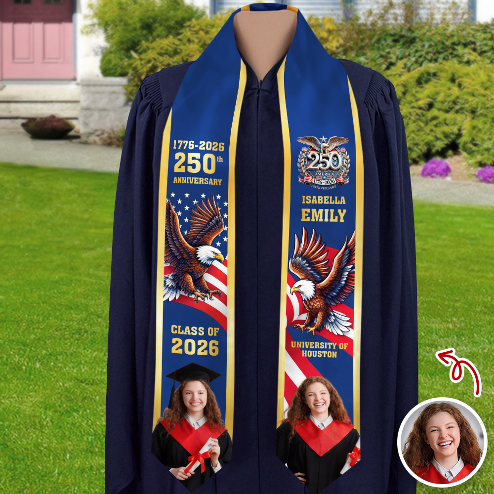 Custom Photo Class Of 2026 With US 250 Years Graduation Stole HO82 901480