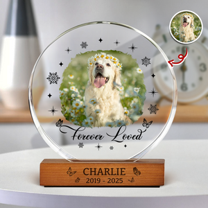 Custom Photo Memorial Dog Cat Loss Keepsake Round Acrylic Frame Block HA75 898010