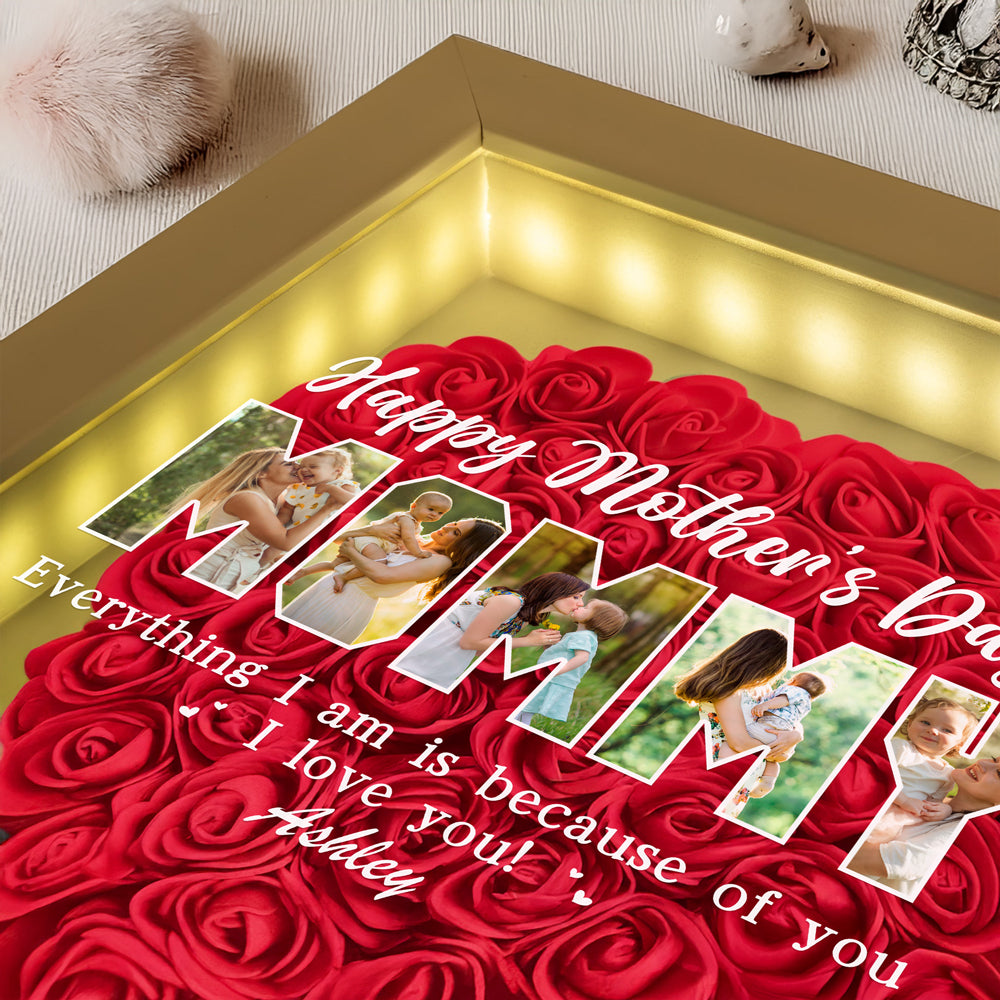 Custom Photo Everything I Am Is Because Of You Flower Shadow Box Mother's Day Gift HA75 892042