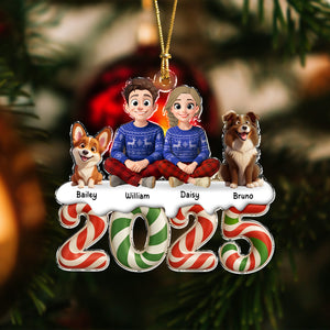 You & Me And The Dog Our Kind Of Merry Acrylic Ornament Personalized Gift For Christmas HO82 900118