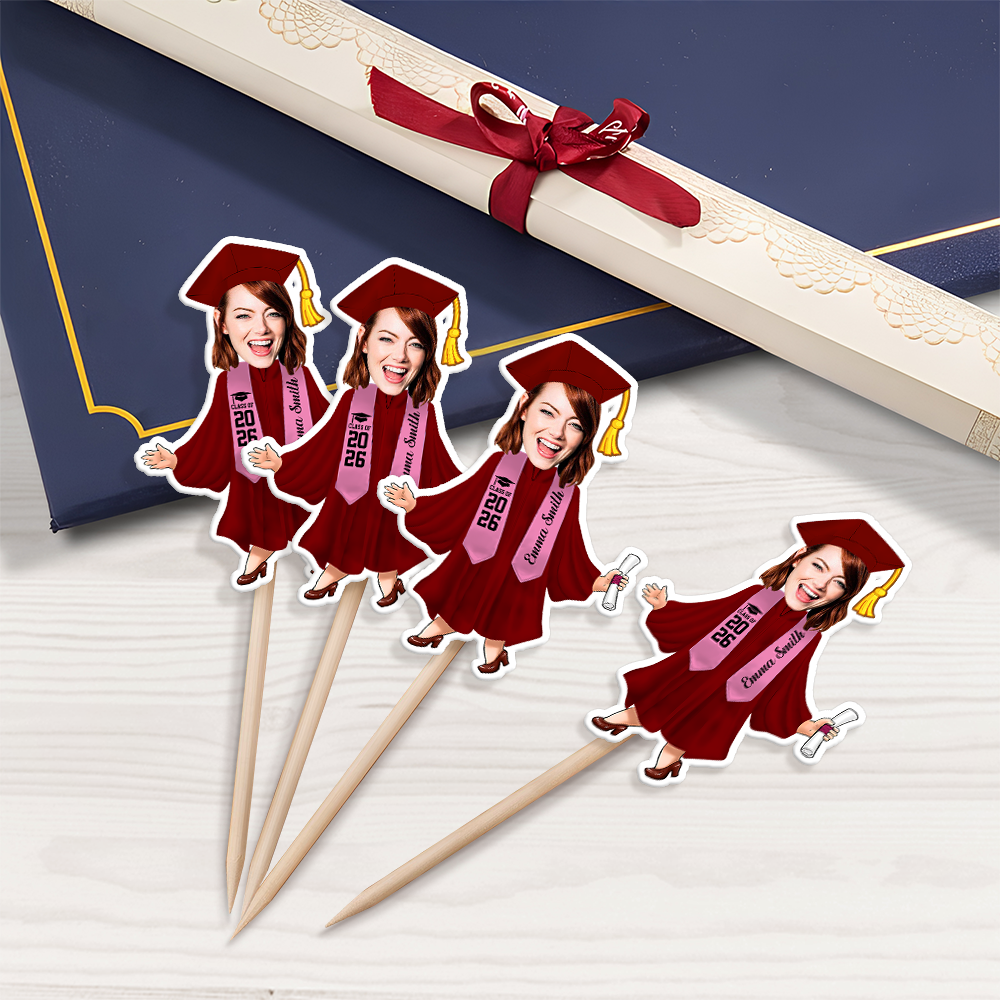 Custom Photo Graduation Gift - Personalized Cupcake topper, Class Of 2026, High School Graduation Gift, Photo Portrait Cupcake Topper HO82 901398