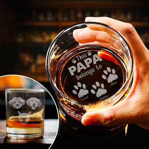 Custom Pet Photo This Papa Belong To Dog Engraved Whiskey Glass CH07 895736
