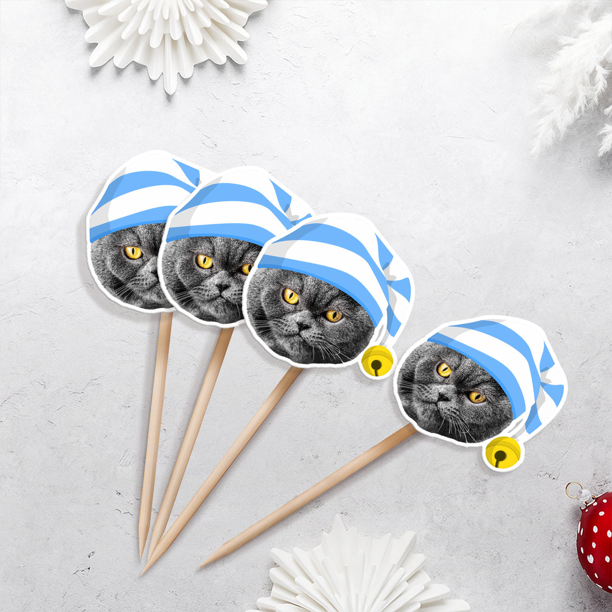 Custom Photo Cute Cat Cupcake Topper Christmas Gift For Cat Lovers TH10 894751