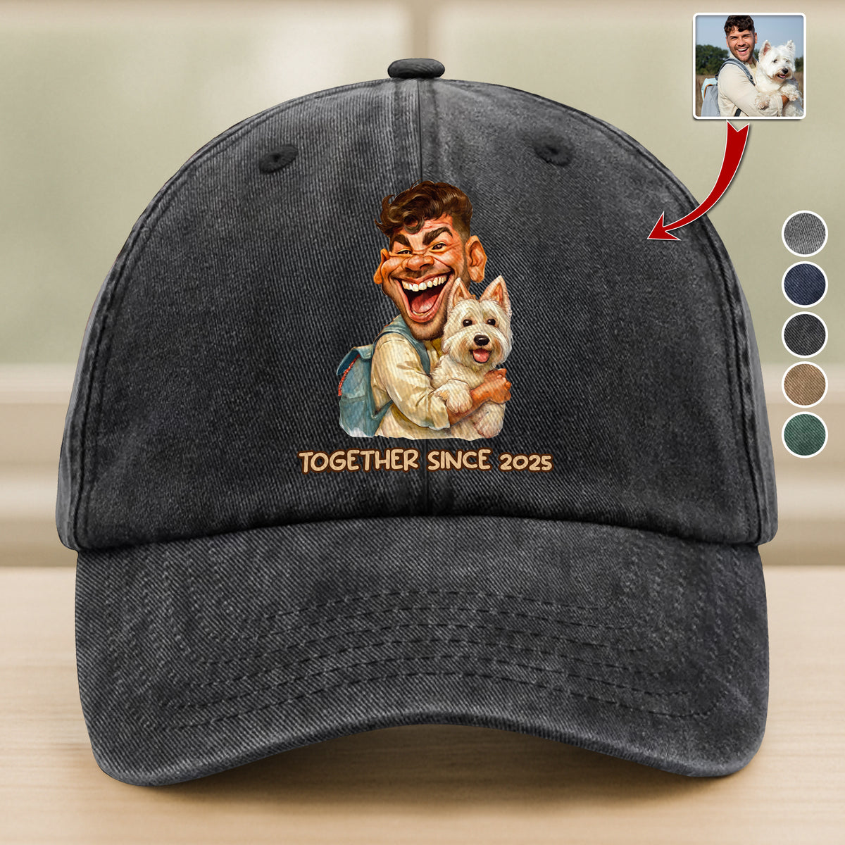 Caricature Your Photo - Custom Vintage Washed Denim Baseball Cap TH10 894505