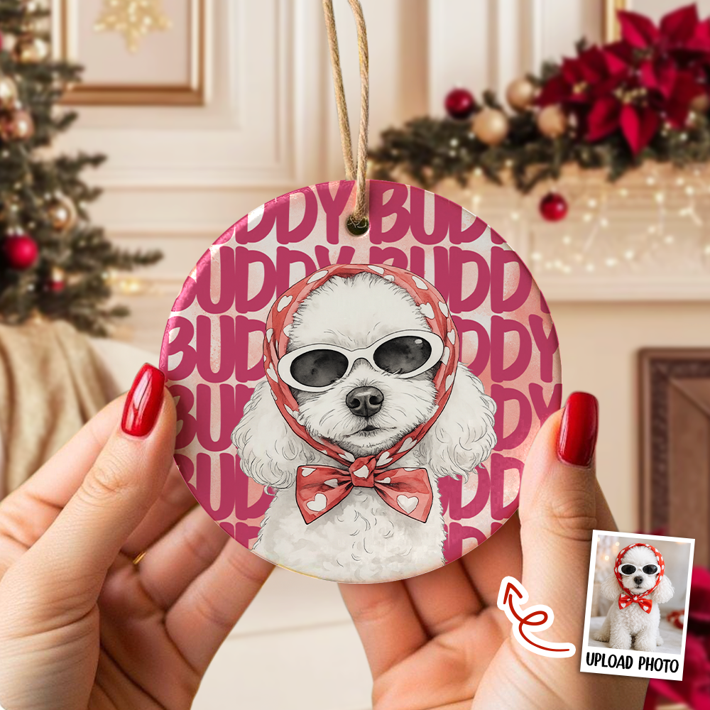 Custom Pet Watercolor Portrait Ceramic Ornament Gift For Pet Lovers CH07 180162