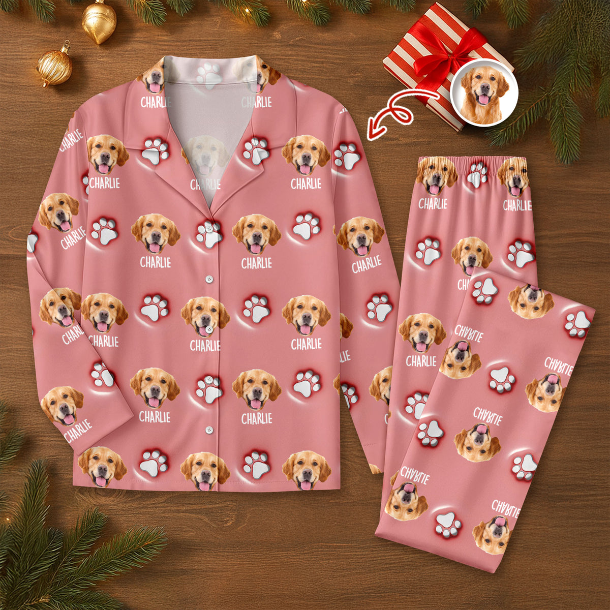 Custom Dog Face And Paw - Personalized Custom 3D Inflated Effect Pajamas CH07 899696