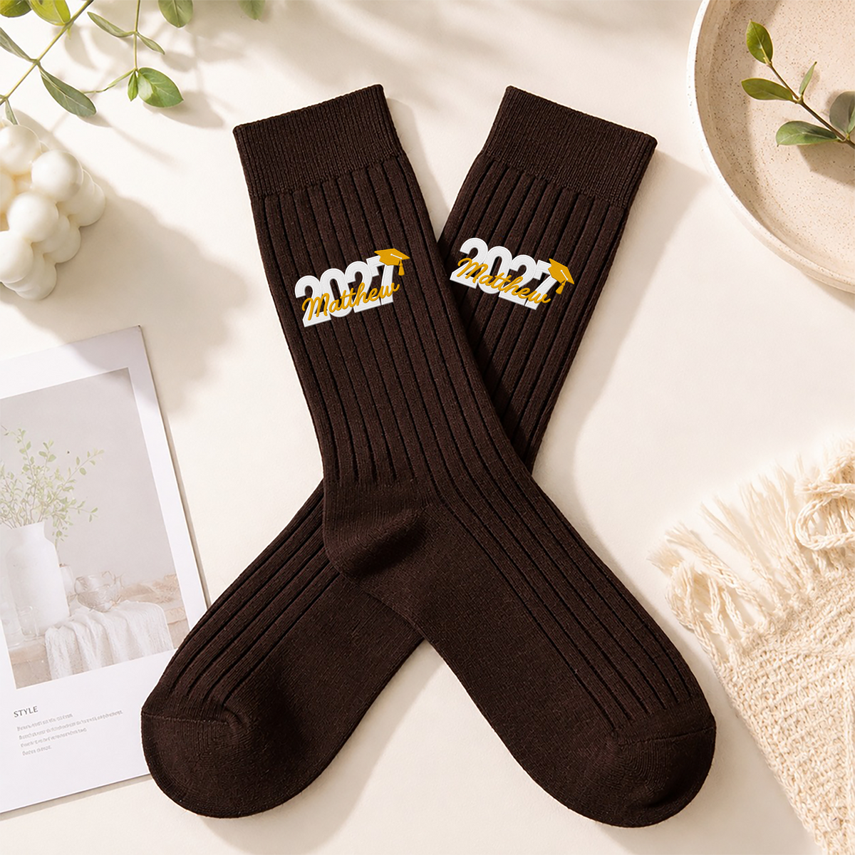 Personalized Name Class of 2027 Embroidered Socks, Senior Graduation Keepsake HO82 903474