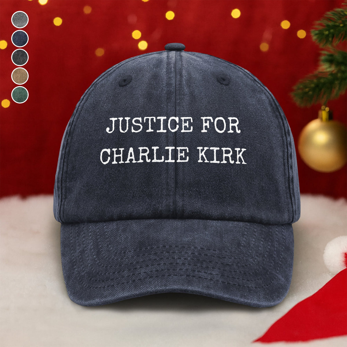 Justice for Charlie Kirk Washed Denim Baseball Cap HO82 65764
