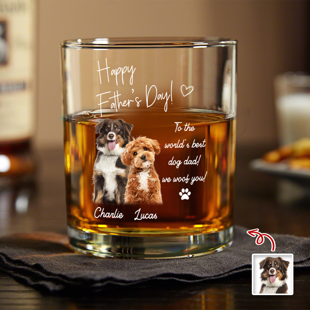 Custom Photo To the World’s Best Dog Dad We Woof You Whiskey Glass - Father’s Day Gift CH07 911424