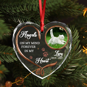 Custom Photo Cat Memorial Gifts - Personalized Heart Glass Ornament LM32 895895