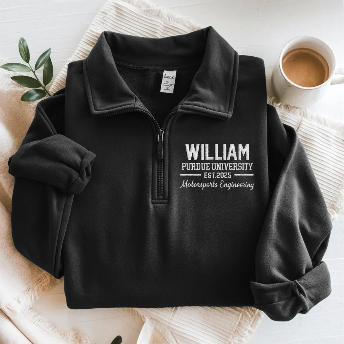 Embroidered University Quarter Zip Pullover, Custom College Shirt, Personalized School Sweatshirt TH10 898163