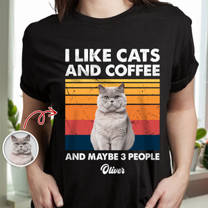 Custom Photo I Like Cats And Coffee Personalized Dark Shirt For Cat Lovers LM32 895105