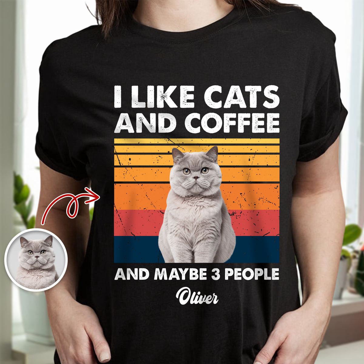 Custom Photo I Like Cats And Coffee Personalized Dark Shirt For Cat Lovers LM32 895105