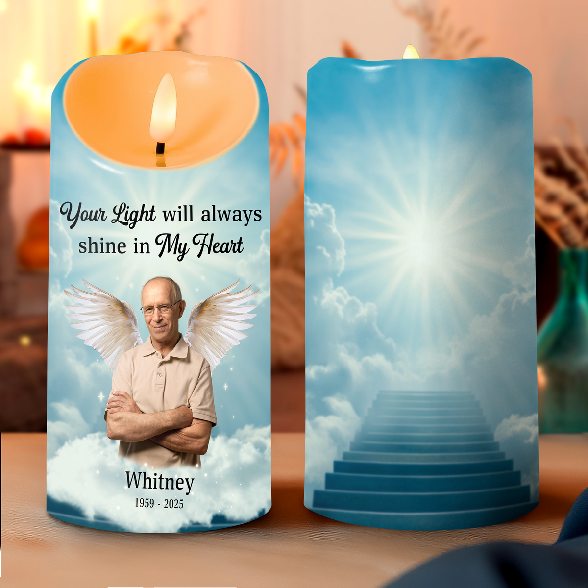 Custom Photo Dad Mom Memorial Personalized Sympathy Gift For Family Members LED Candle CH07 895398