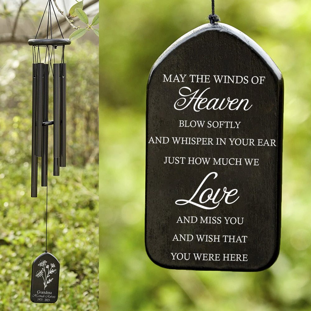 Pesonalized May The Winds Of Heaven Blow Sofly Memorial Wind Chimes LM32 893677