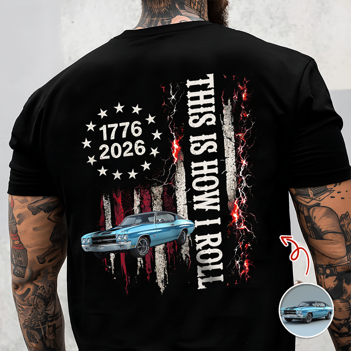 Custom Car Photo I'm Not Old I'm Classic 1776-2026 Back Dark Shirt CH07 180002